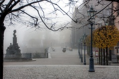Brühlsche Terrasse Dresden im Nebel